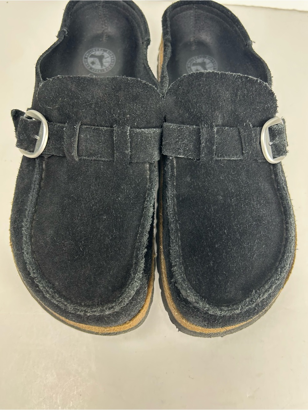 Birkenstock Buckley Black Suede Leather Slip On Shoes Moc Toe Mules EU 39 US L 8 - Picture 4 of 13